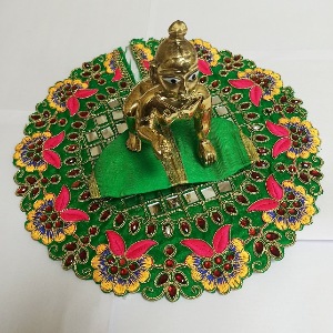 Laddu Gopal Embroided Green Poshak
