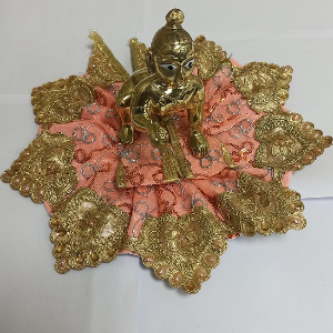 Laddu Gopal Orange Golden Zari Poshak