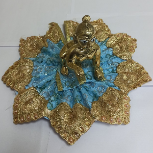 Laddu Gopal Blue Golden Zari Poshak