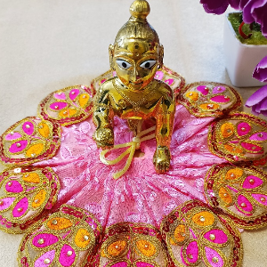 Laddu Gopal Light Pink Mor Poshak