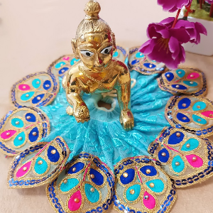 Laddu Gopal Light Blue Mor Poshak