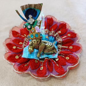 Laddu Gopal Red Kundan work Poshak