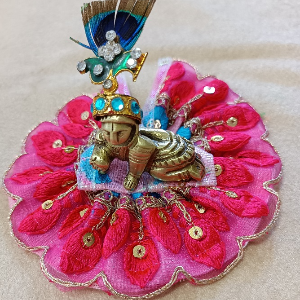 Laddu Gopal Dark pink Kundan work Poshak