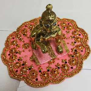 Laddu Gopal Light Pink Zari cut Poshak